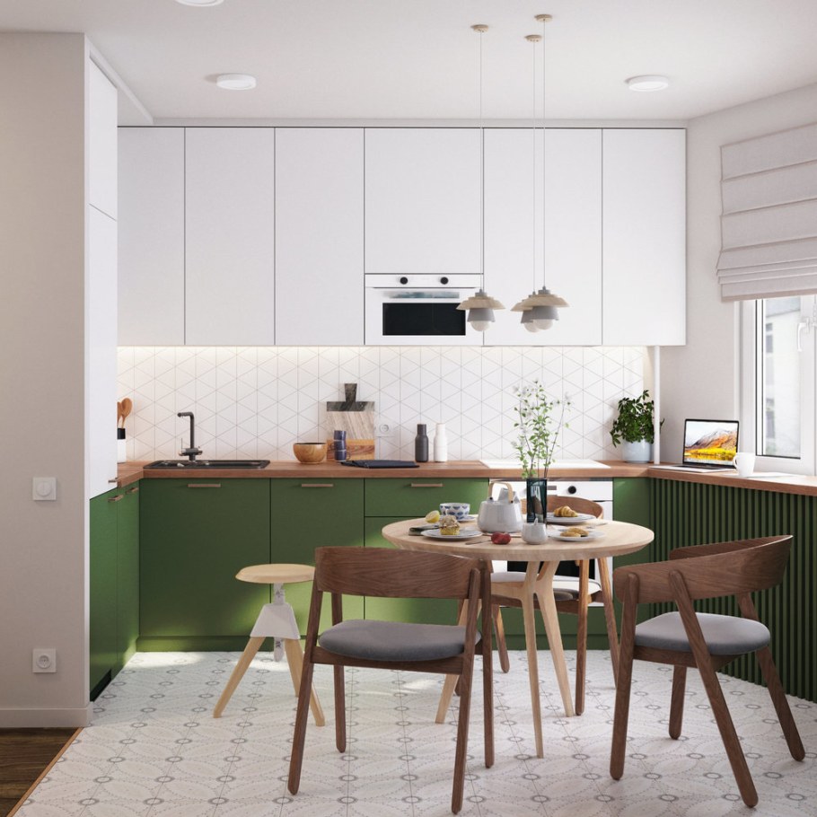 Сканди кухня зеленая
