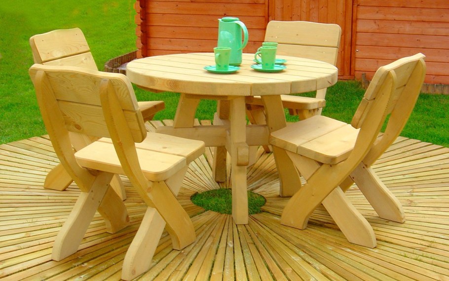 Стол садовый круглый деревянный