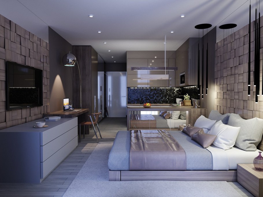 Кухня гостиная 30кв хайтек