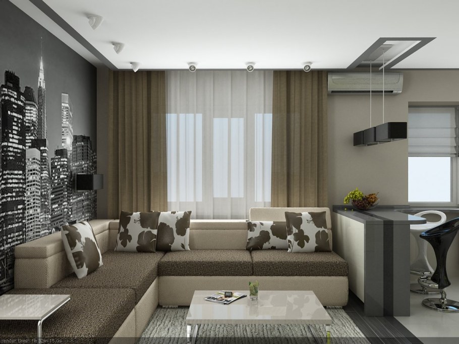 Современная планировка гостиной