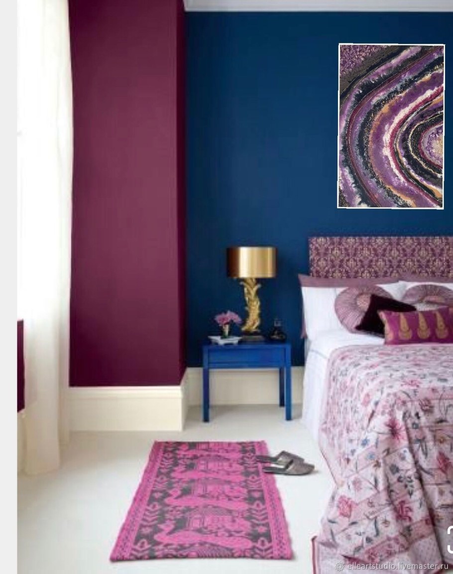 Сливовый цвет в интерьере спальни