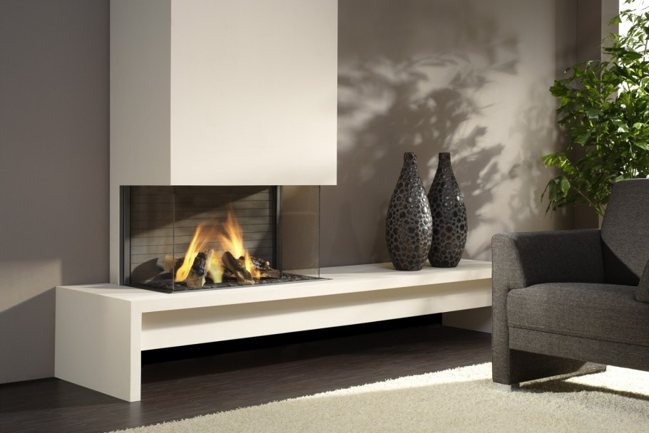 Экокамин в интерьере гостиной