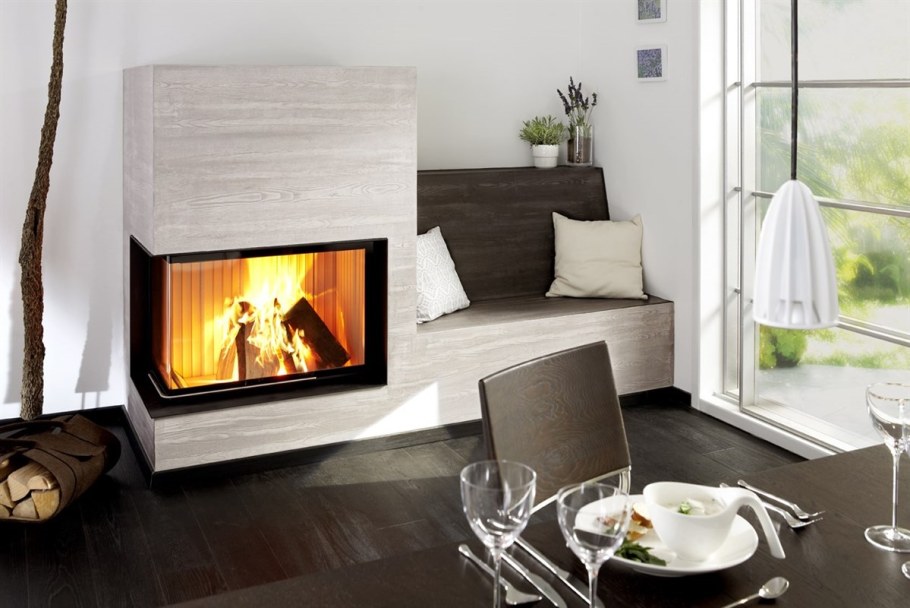 Угловая каминная топка