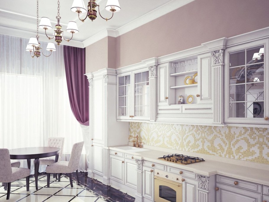 Обои для кухни в классическом стиле