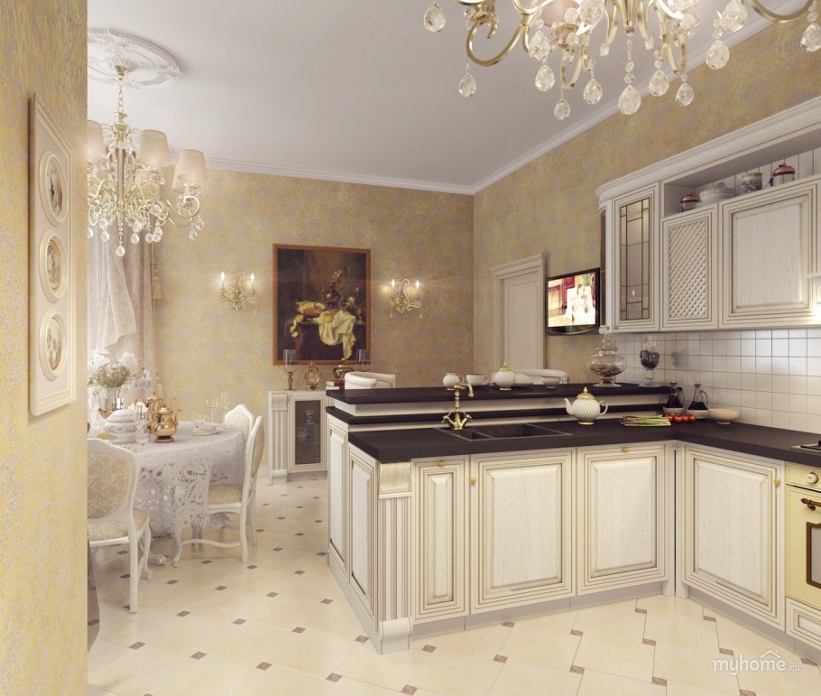 Кухни в классическом стиле в светлых тонах