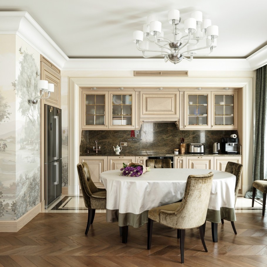 Фреска на кухню в классическом стиле