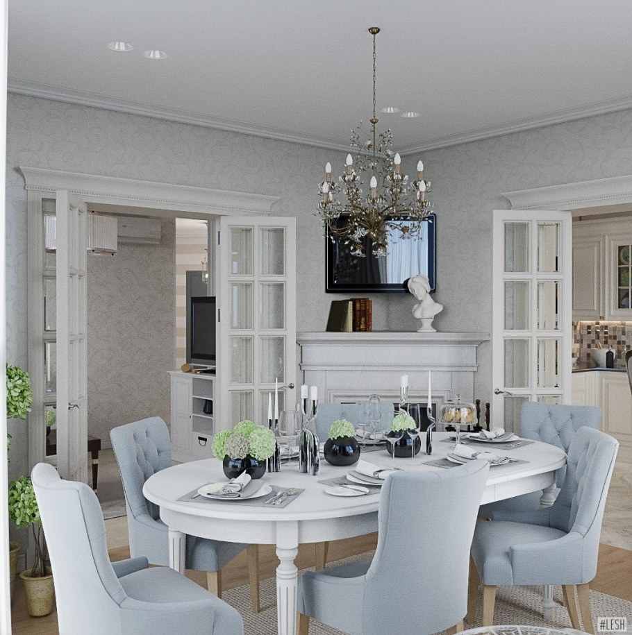 Гостиная столовая в американском стиле