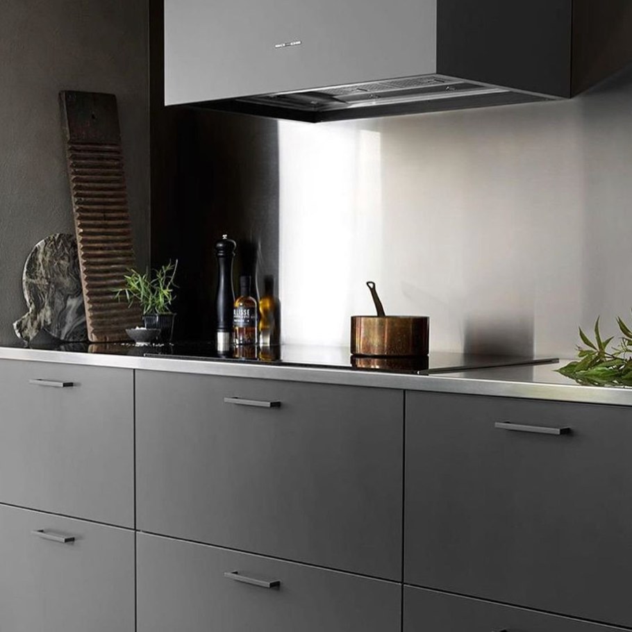 Кухня гладкие фасады с ручками