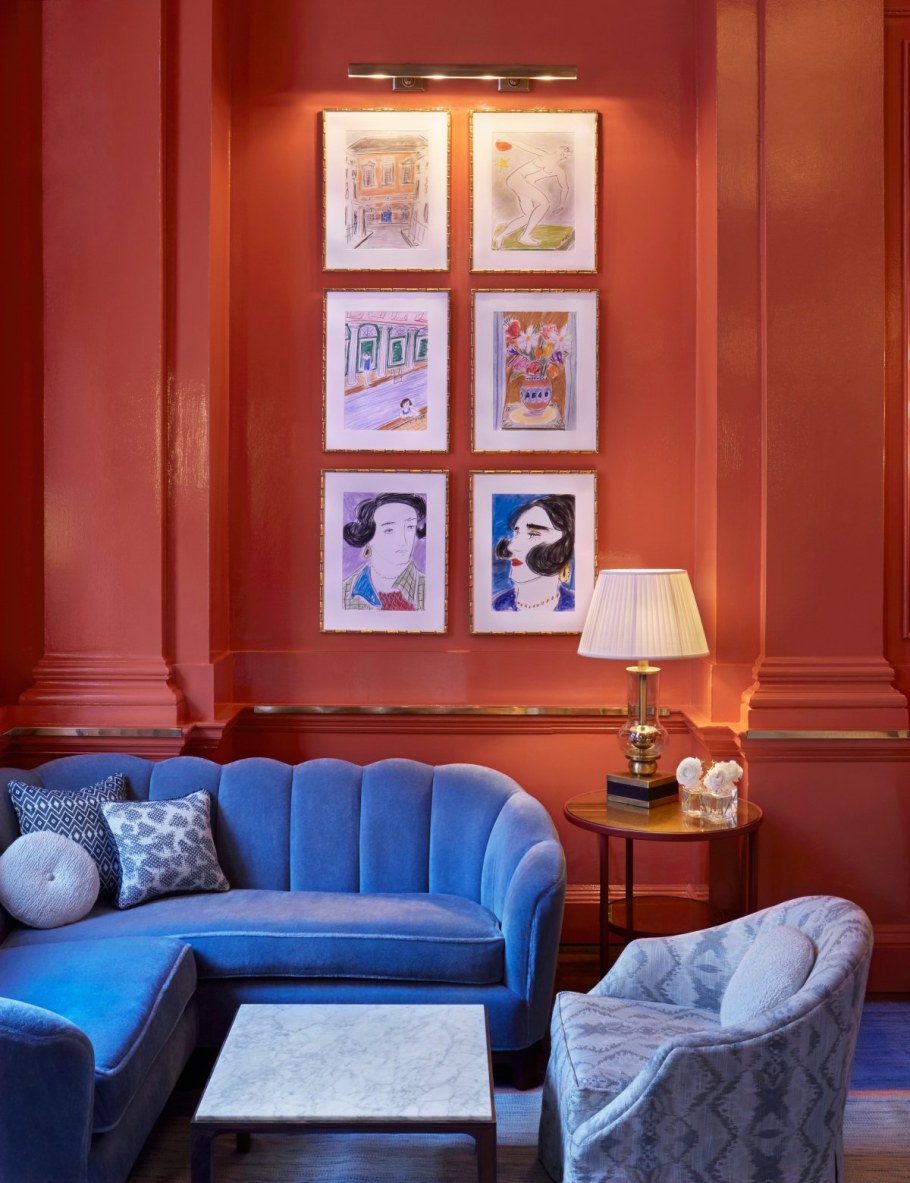 Терракотовый и Веджвуд синий в интерьере