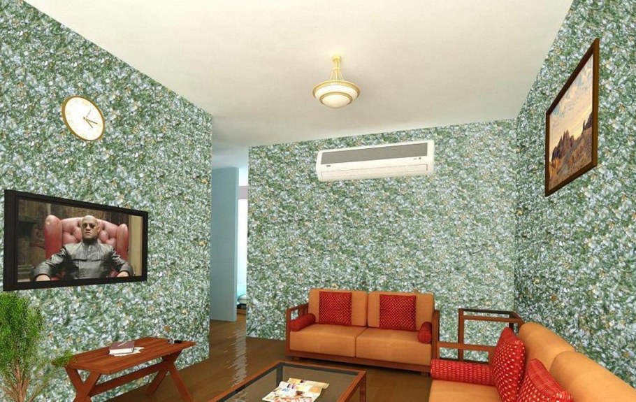 Жидкие обои в интерьере