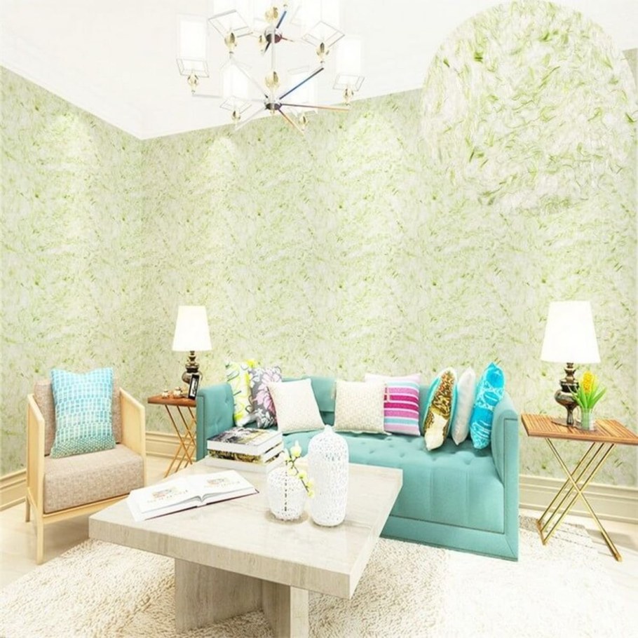 Жидкие обои в интерьере гостиной