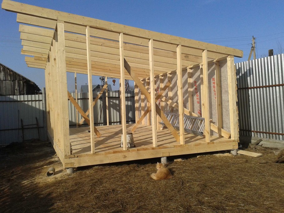 Сарай с односкатной крышей 4х6