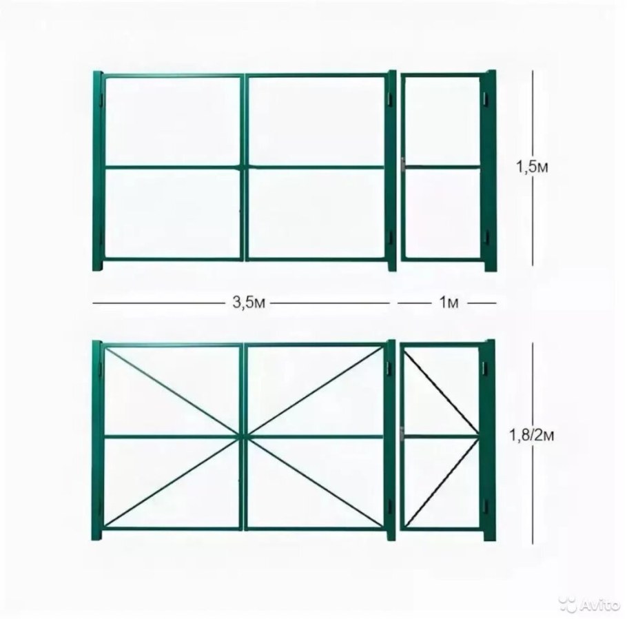 Ворота распашные 3.5х2м