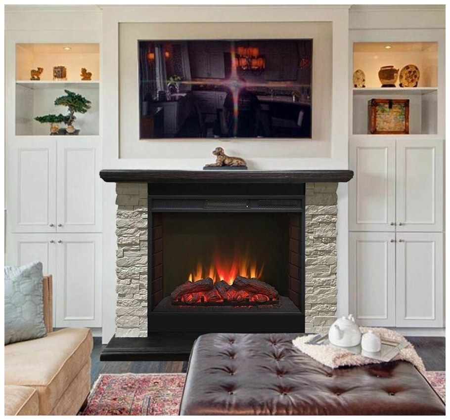 Электрокамин flamekamin Вилс BL С очагом Fobos (камин электрический с полками)