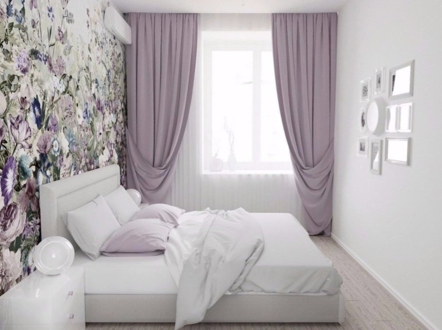 Фиолетовые шторы в спальню