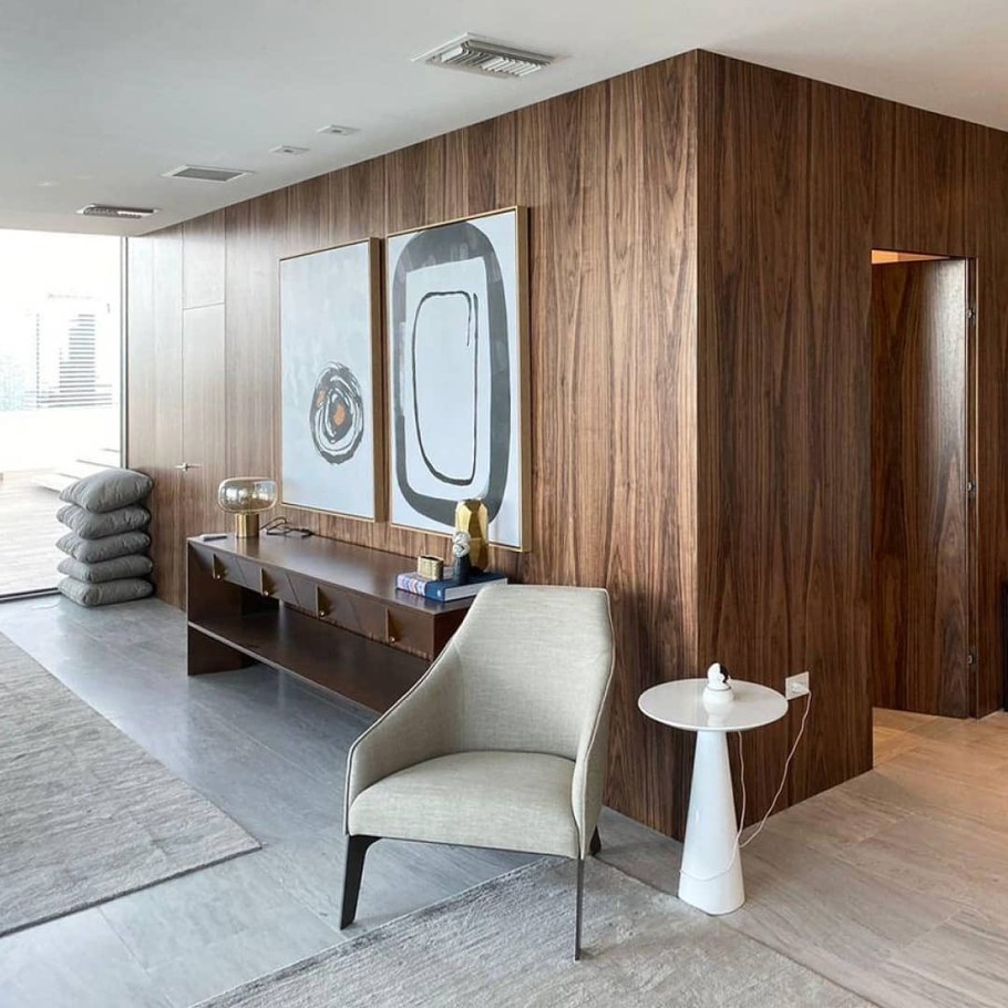 Стеновая панель шпон американский орех