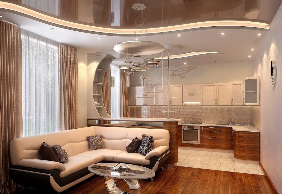 Кухня совмещеной с залом