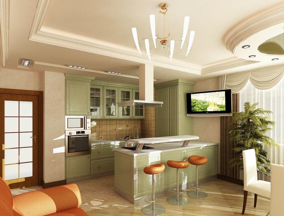 Гостиная Объединенная с кухней