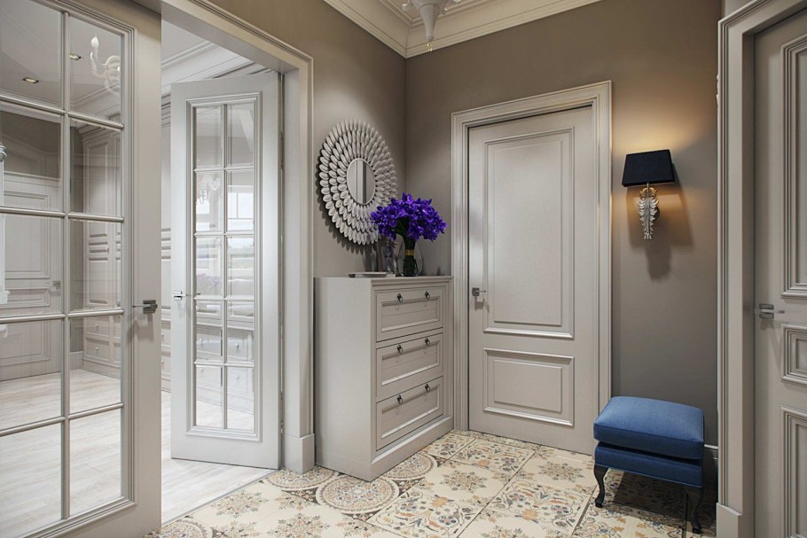 Двери Волховец Неоклассика серый