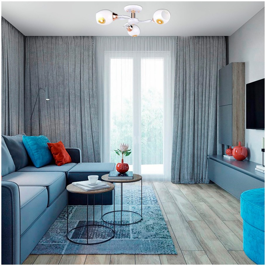 Сине серая гостиная