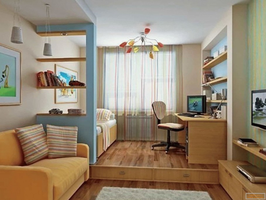 Зонирование комнаты для двух мальчиков