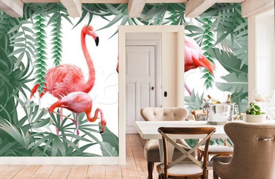Фотообои с Фламинго в интерьере