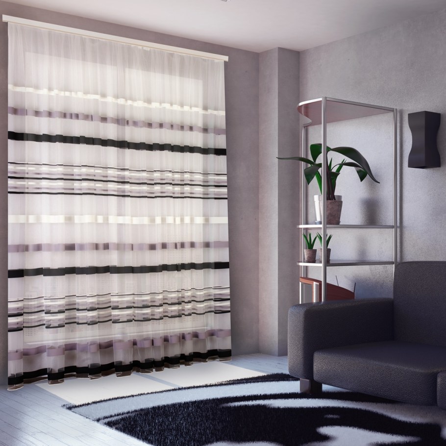 Тюль в полоску горизонтальную