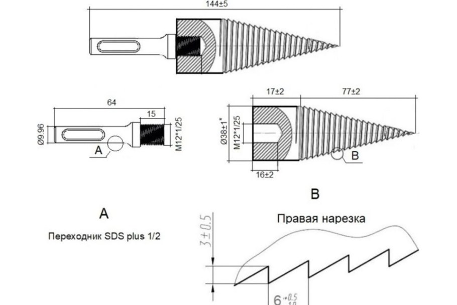 Конус для дровокола на перфоратор