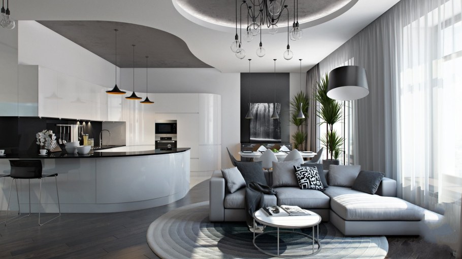 Кухня-гостиная в современном стиле