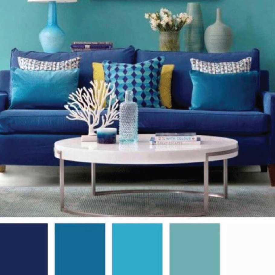 Сочетание цветов в интерьере синий