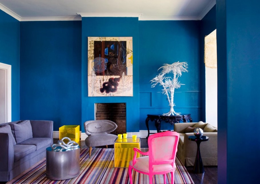Синие стены в интерьере