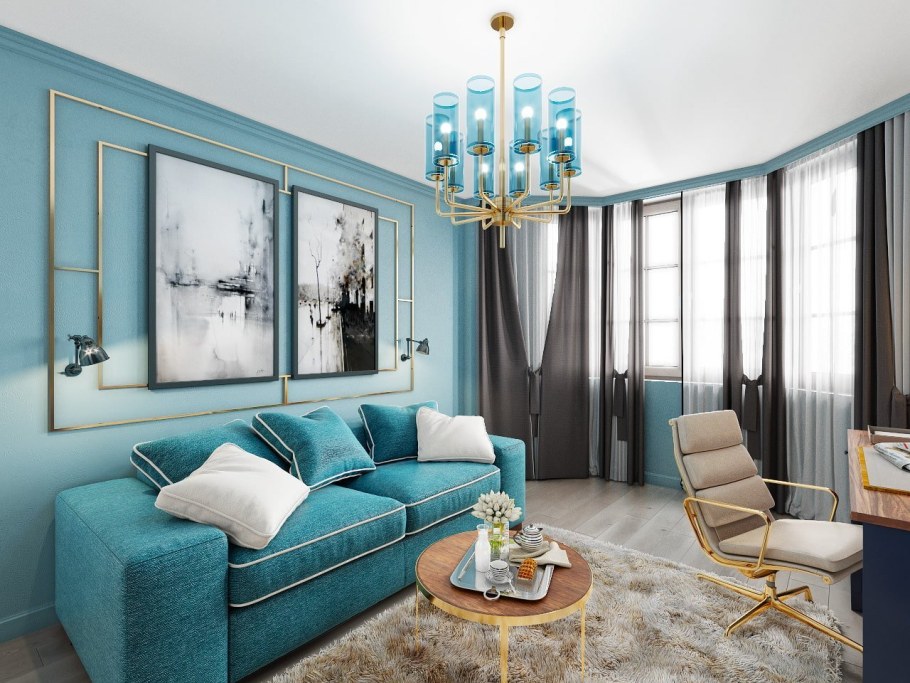 Интерьер в бирюзовых тонах