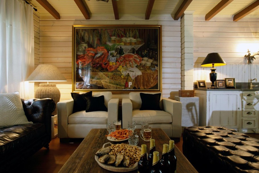 Баня в стиле охотничьего домика