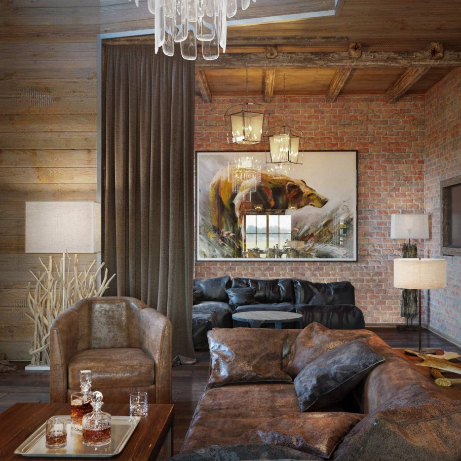 Гостиная в стиле Шале