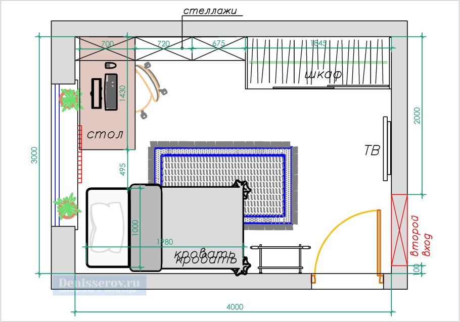 Детская комната 12 кв м планировка