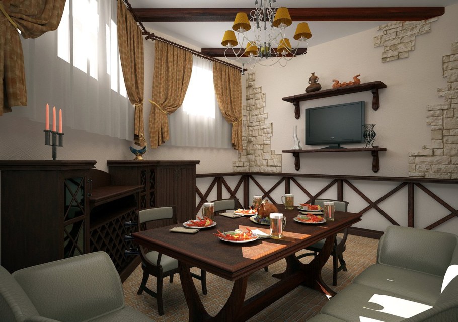 Интерьер бани с комнатой отдыха