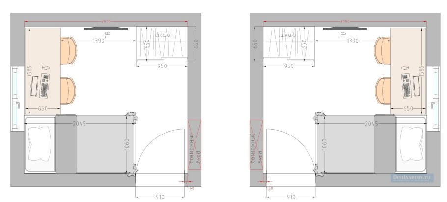 Планировка детской комнаты 8 кв.м