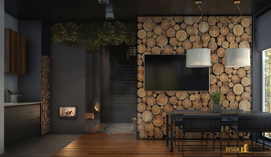 Интерьер бани в стиле лофт