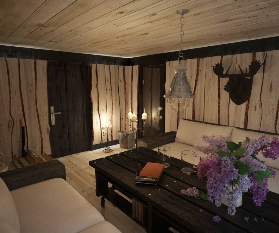 Зона отдыха в бане интерьер