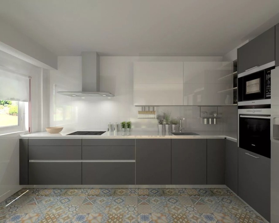 Кухня в бело серых тонах