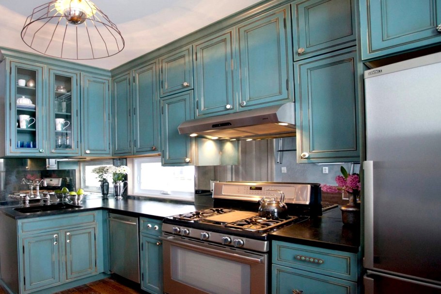 Кухня цвет бирюза