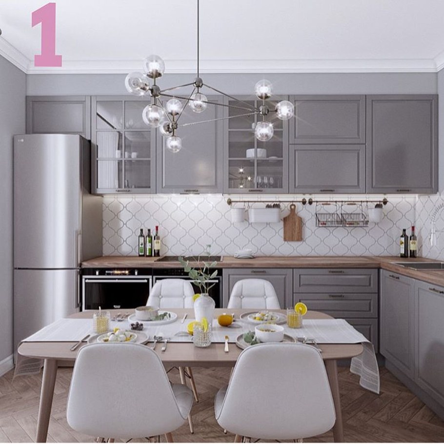 Кухня в бело серых тонах