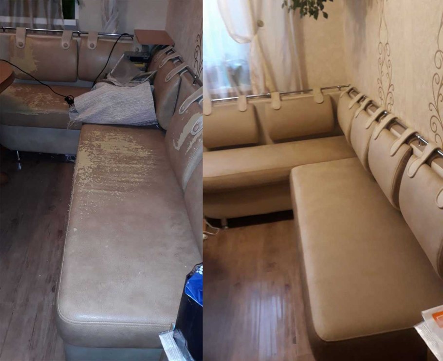 Починка мебели кожзам на диване
