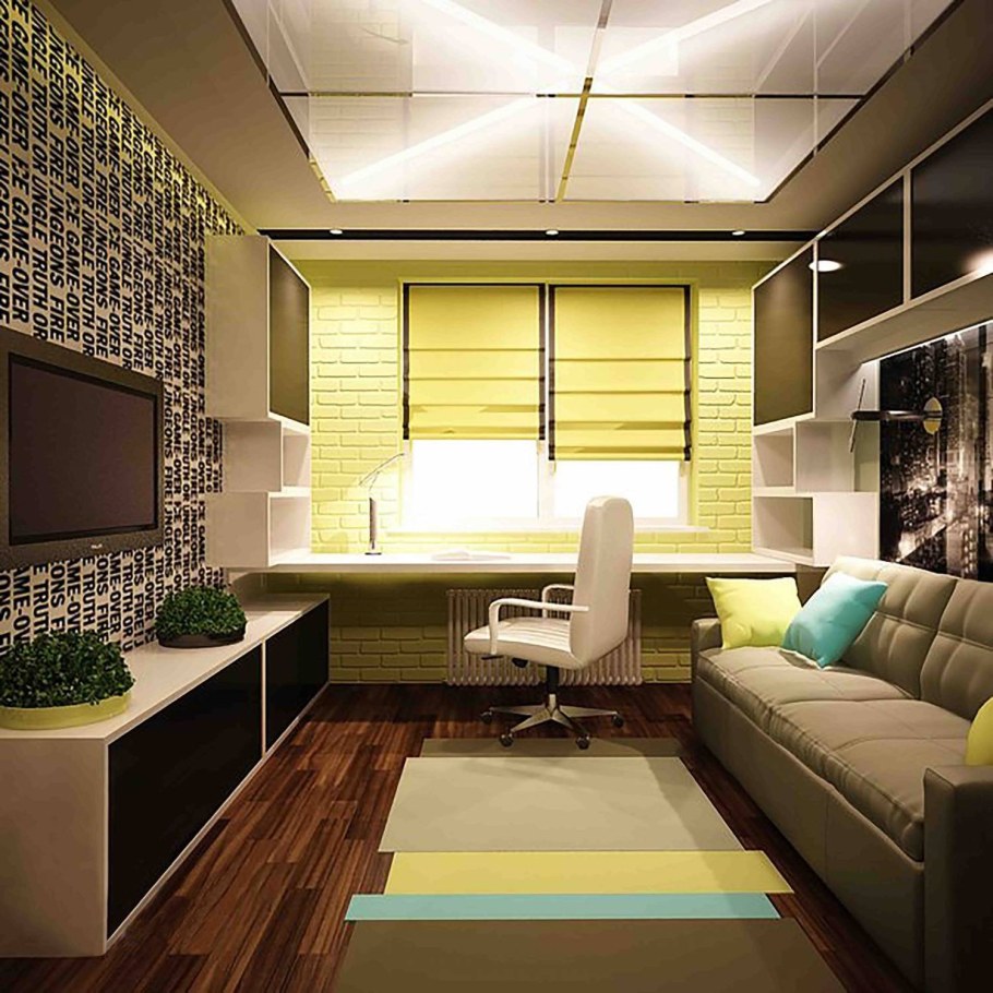 Интерьер вытянутой комнаты