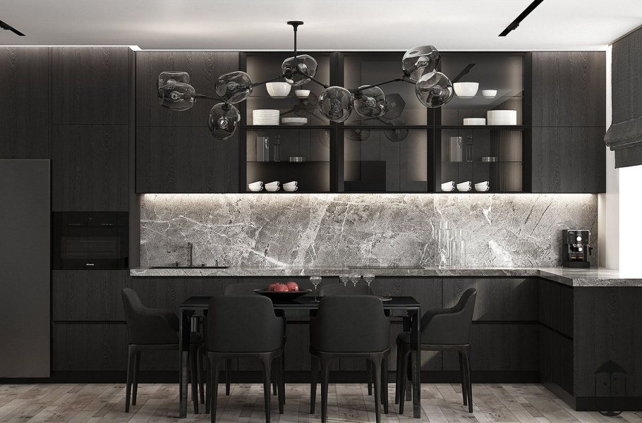 Интерьер кухни в серых тонах