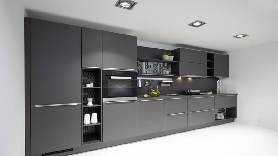 Кухонный гарнитур серый матовый