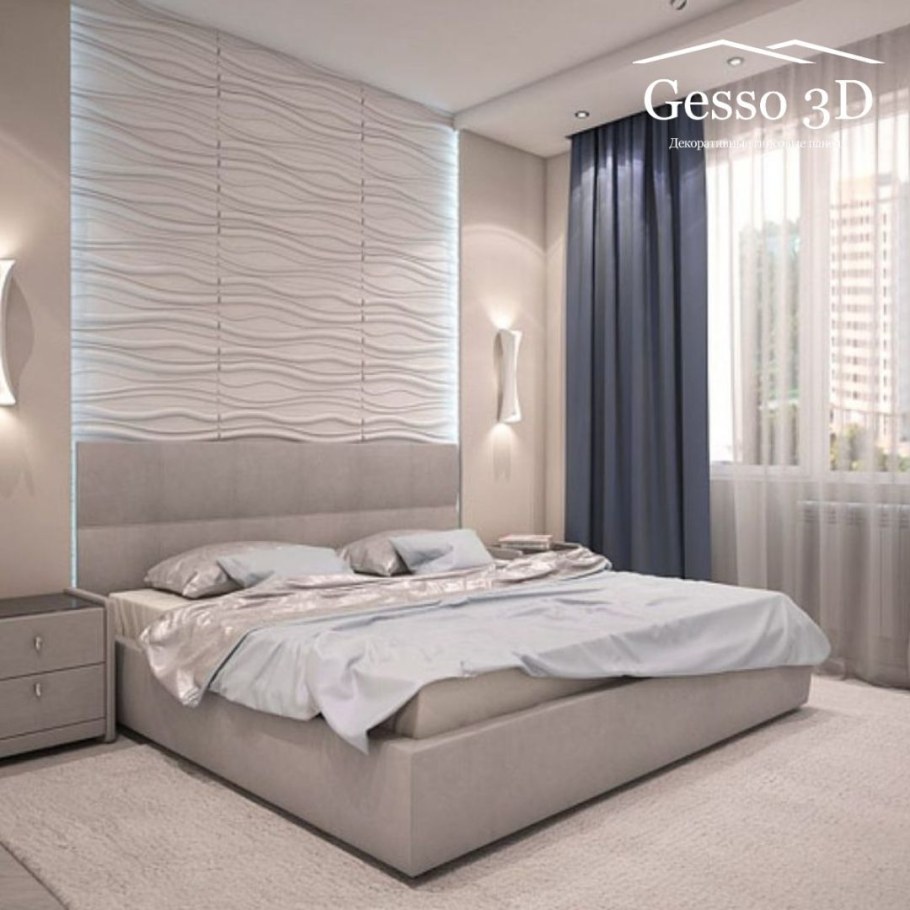 3д панели для стен спальни белые