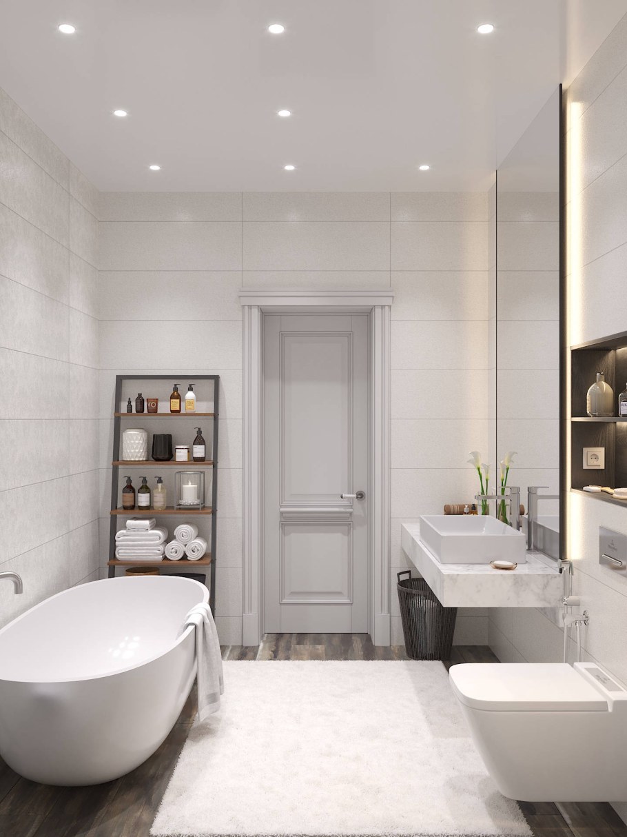 Светлый интерьер ванной