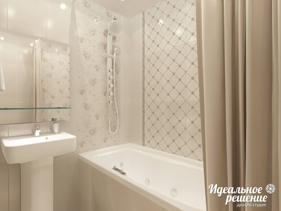 Маленькая ванная в светлых тонах