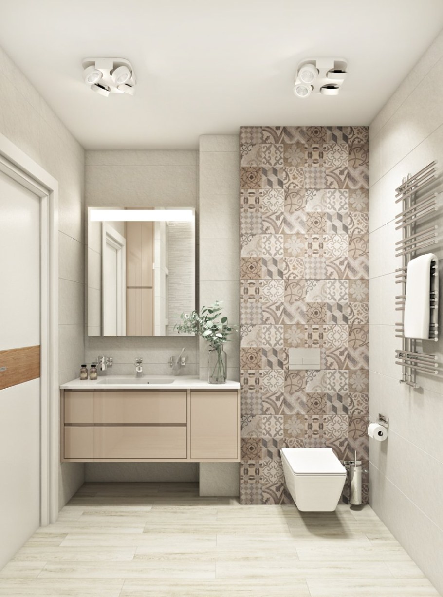 Проект ванной комнаты в светлых тонах